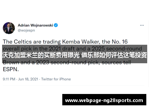 沃克加盟米兰的买断费用曝光 俱乐部如何评估这笔投资