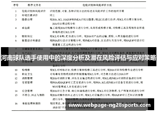 河南球队选手使用中的深度分析及潜在风险评估与应对策略