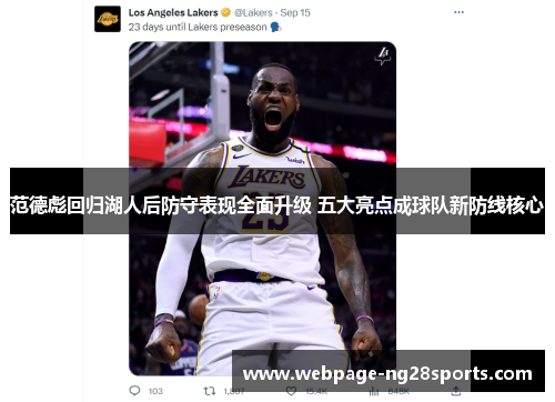 范德彪回归湖人后防守表现全面升级 五大亮点成球队新防线核心