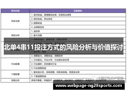 北单4串11投注方式的风险分析与价值探讨